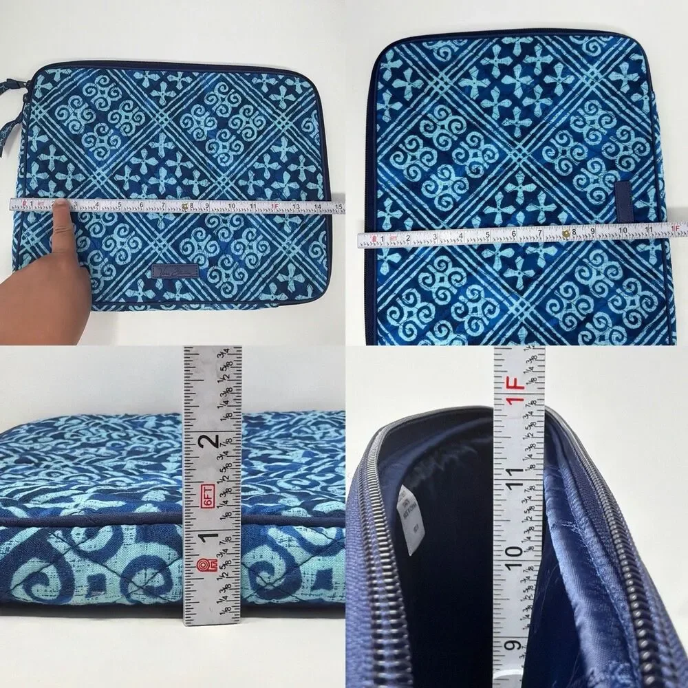 Vera Bradley Cuban Tiles Laptop Sleeve Case Quilted Zip Padded Blue